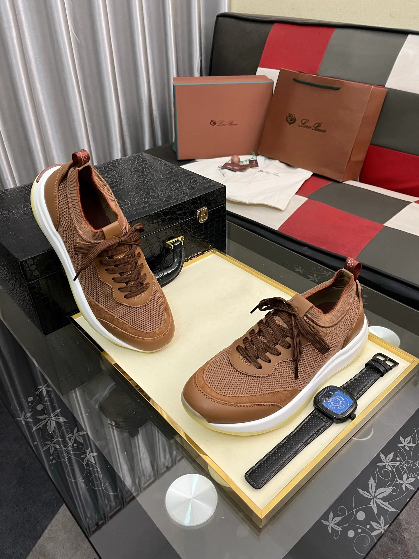 Men's men's shoes💰620⌚️⌚️Loro Piana - Loro Piana LP classic casual shoes, men's lace-up casual shoes and sneakers, high-quality lightweight and comfortable fabrics, suitable for outdoor leisure, the color is young and energetic, the upper is imported deerskin from Italy, it is great with sportswear or casual suits! Code number: 38-446️⃣Colors available